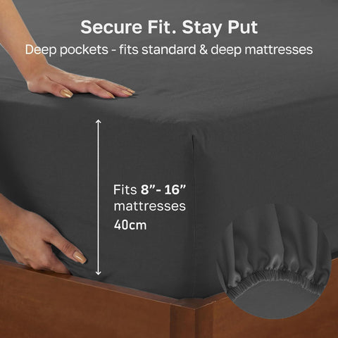 Hotel Quality Fitted sheets - 2 Piece Fitted sheets  -Breathable Bedding - Wrinkle, Fade, Stain Resistant- 26inch/40cm Deep Pocket Fitted Bed Sheet-Wrinkle and Fade Resistant,(Dark gray,Queen)