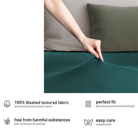 Hotel Quality Fitted sheets - 2 Piece Fitted sheets  -Breathable Bedding - Wrinkle, Fade, Stain Resistant- 26inch/40cm Deep Pocket Fitted Bed Sheet-Wrinkle and Fade Resistant,(Biscay blue,Queen)