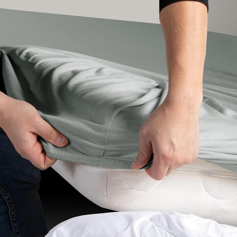 Hotel Quality Fitted sheets - 2 Piece Fitted sheets  -Breathable Bedding - Wrinkle, Fade, Stain Resistant- 26inch/40cm Deep Pocket Fitted Bed Sheet-Wrinkle and Fade Resistant,(Silver-gray,Queen)