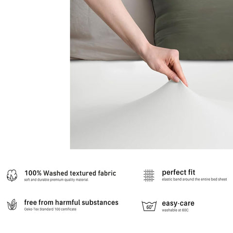 Hotel Quality Fitted sheets - 2 Piece Fitted sheets  -Breathable Bedding - Wrinkle, Fade, Stain Resistant- 26inch/40cm Deep Pocket Fitted Bed Sheet-Wrinkle and Fade Resistant,(White,Single)