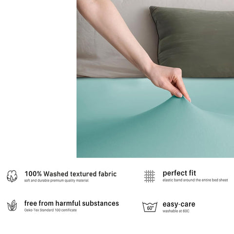 Hotel Quality Fitted sheets - 2 Piece Fitted sheets  -Breathable Bedding - Wrinkle, Fade, Stain Resistant- 26inch/40cm Deep Pocket Fitted Bed Sheet-Wrinkle and Fade Resistant,(Ice blue,Super King)