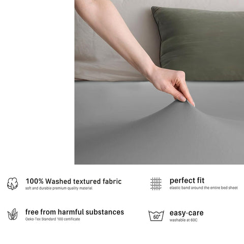 Hotel Quality Fitted sheets - 2 Piece Fitted sheets  -Breathable Bedding - Wrinkle, Fade, Stain Resistant- 26inch/40cm Deep Pocket Fitted Bed Sheet-Wrinkle and Fade Resistant,(Grey,Super King)