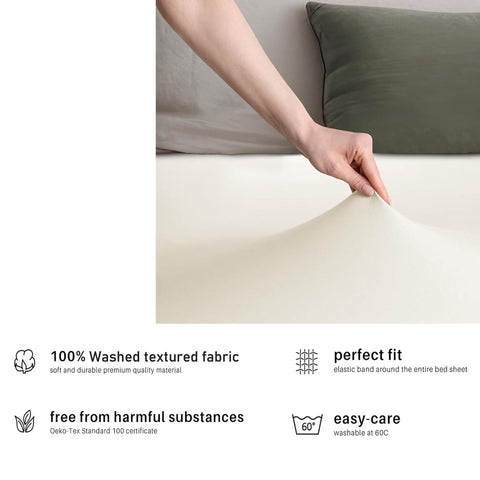 Hotel Quality Fitted sheets - 2 Piece Fitted sheets  -Breathable Bedding - Wrinkle, Fade, Stain Resistant- 26inch/40cm Deep Pocket Fitted Bed Sheet-Wrinkle and Fade Resistant,(Cream White,Super King)