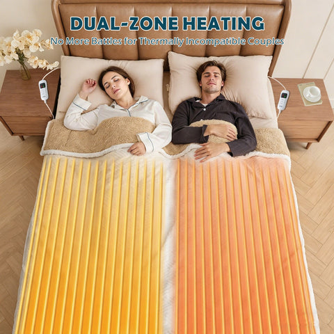 Electric Heated Mattress Pad Blanket with Dual Control & 9-Hour Auto Off & 9 Heat Settings, Preheat Functions, Overheat Protection, Machine Washable Fully Fitted Electric Sheet(Queen)