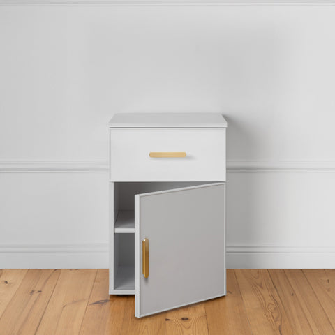 PORTO BEDSIDE TABLE - WHITE - SLIM - OVAL BRASS