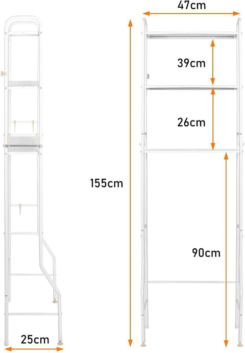 CARLA HOME 3-Tier Over The Toilet Storage Rack with Hooks & Paper Holder for Bathroom & Laundry Room