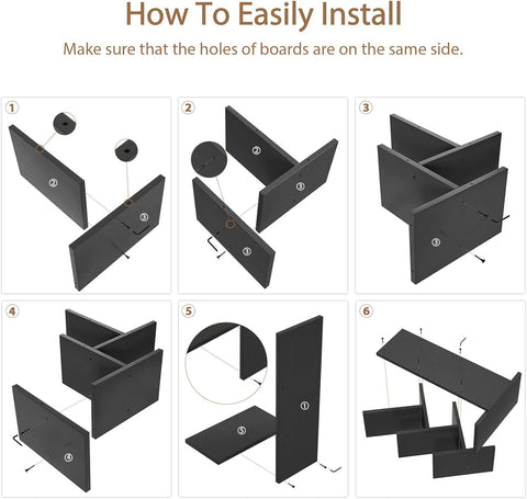 CARLA HOME 5-Tier Tree Bookshelf Storage Rack for Home Office or Bedroom (Black)