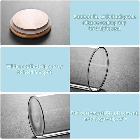 CARLA HOME 6 Pack Glass Storage Jars with Bamboo Lids for Kitchen Pantry, Pasta, Snacks, Cookies, Candy & More