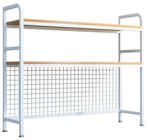 CARLA HOME  2-Tier Metal Desktop Hutch Bookshelf with Grid Panel for Computer Desk and Office Countertop