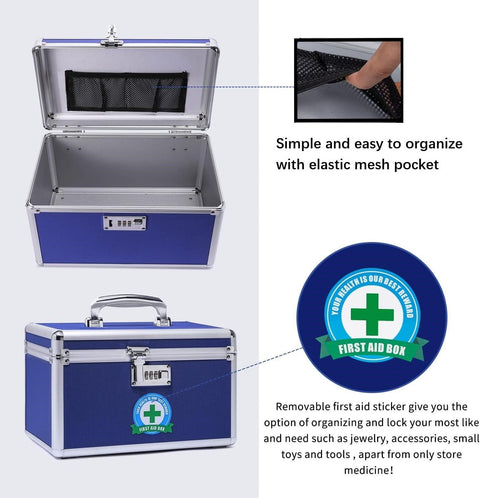 Locking Combination Medicine Box (Blue/Medium)