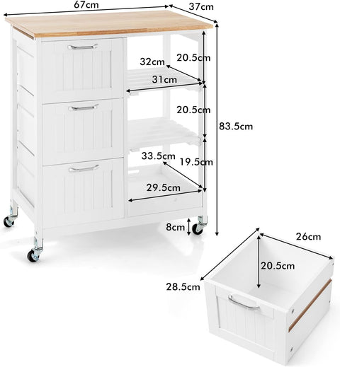Kitchen Island on Wheels with Storage