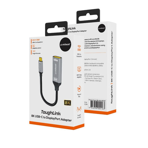 mbeat Tough Link 8K USB-C to DP Adapter - Space Grey
