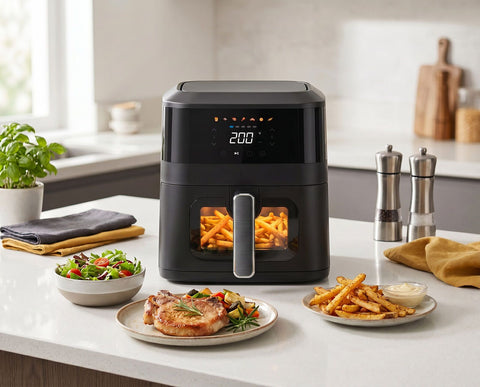 1400W 5L Non-Stick Digital Air Fryer with Clear Viewing Window