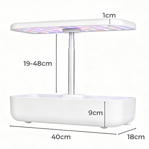 Hydroponics Plant Growing System 12 Pods Indoor Herb Garden Kit Led Light 4L WHITE