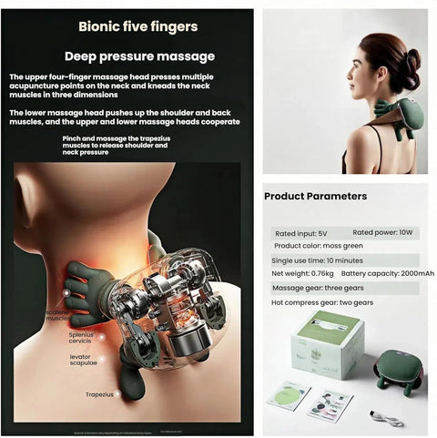 Neck Shoulder Massager, Electric Heated Kneading Back Massager Pain Relief