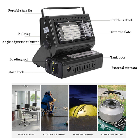 Portable Camping Gas Heater Outdoor Heating Stove Gas Baking Hunting Warmer AU black