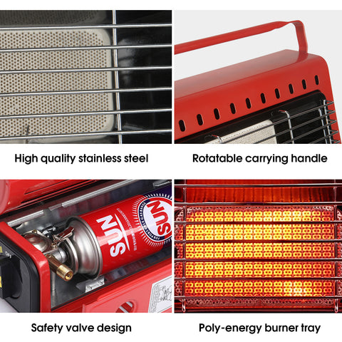 Portable Camping Gas Heater Outdoor Heating Stove Gas Baking Hunting Warmer AU RED