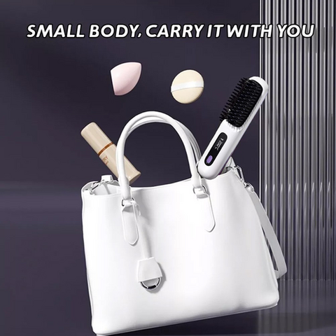 White Hair Straightener Brush Travel Mini Rechargeable Hair Styler Fast Heating