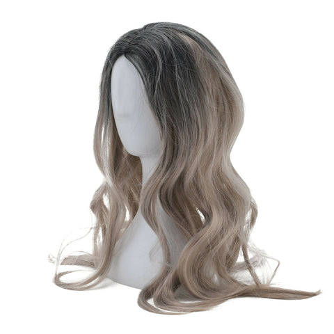 The new  Brown Gold Blonde Long Wavy Wig Synthetic Curly Hair Cosplay Fashion