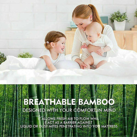 Bamboo Pillowtop Mattress Topper Luxury Bedding Mat Pad Protector Cover Queen 153 x 203 cm