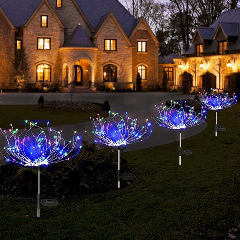 Colourful Fireworks 120 LED Fairy String Lights Starburst Solar Xmas Garden Night Lamp Hot NEW