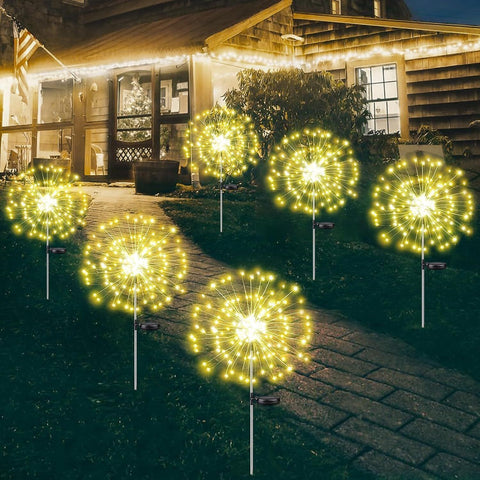 Warm White Fireworks 120 LED Fairy String Lights Starburst Solar Xmas Garden Night Lamp Hot NEW