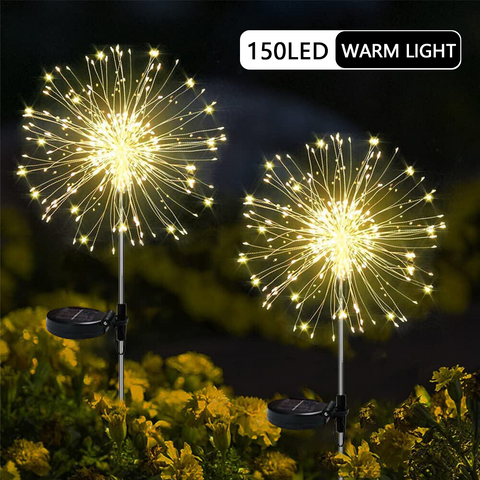 Warm White Fireworks 120 LED Fairy String Lights Starburst Solar Xmas Garden Night Lamp Hot NEW