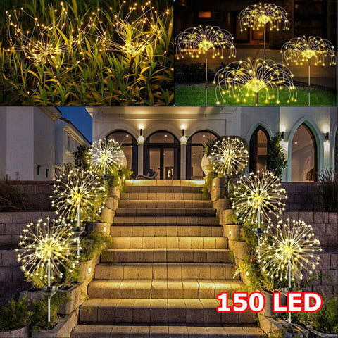 Warm White Fireworks 150 LED Fairy String Lights Starburst Solar Xmas Garden Night Lamp Hot NEW