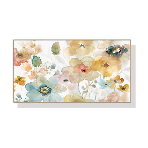 Wall Art 50cmx100cm Floral Watercolor Style Wood Frame Canvas