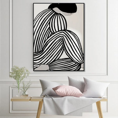 Wall Art 40cmx60cm Mid Century Figure Black Frame Canvas