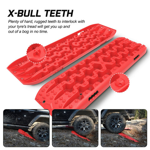 X-BULL Recovery tracks Boards 2 Pairs Sand Mud Snow 4WD Gen3.0 With Reindeer Car Antlers