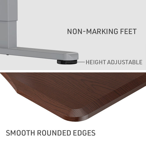 FORTIA Sit To Stand Up Standing Desk, 150x70cm, 72-118cm Electric Height Adjustable, Ergonomically Curved Edge, 50kg Rated, Walnut Style/Silver Frame