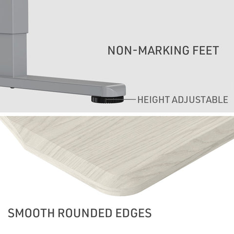 FORTIA Sit To Stand Up Standing Desk, 150x70cm, 72-118cm Electric Height Adjustable, Ergonomically Curved Edge, 50kg Rated, White Oak Style/Silver Frame