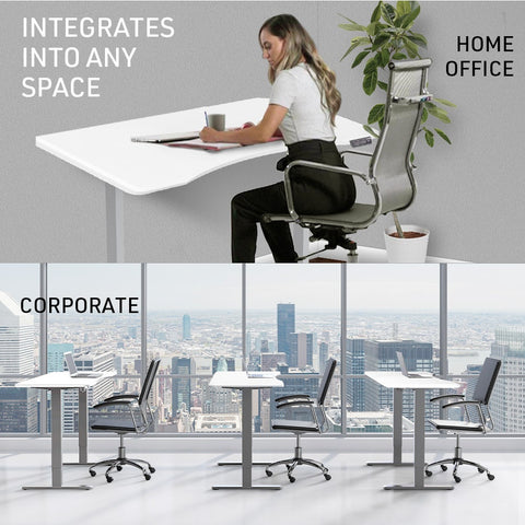 FORTIA Sit To Stand Up Standing Desk, 160x75cm, 72-118cm Electric Height Adjustable, Ergonomically Curved Edge, 50kg Rated, White/Silver Frame