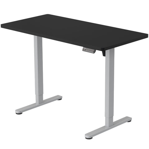 FORTIA Sit To Stand Up Standing Desk, 120x60cm, 72-118cm Electric Height Adjustable, 40kg Rated, Black/Silver Frame