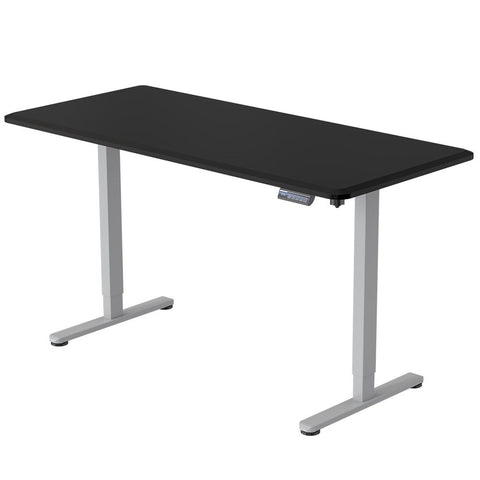FORTIA Sit To Stand Up Standing Desk, 160x70cm, 72-118cm, Height Adjustable, 50kg Rated, Black/Silver Frame