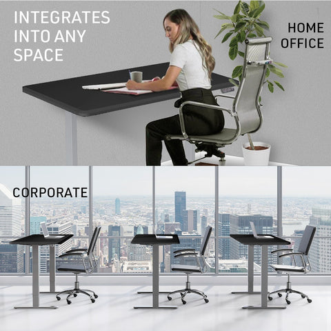 FORTIA Sit To Stand Up Standing Desk, 160x70cm, 72-118cm, Height Adjustable, 50kg Rated, Black/Silver Frame