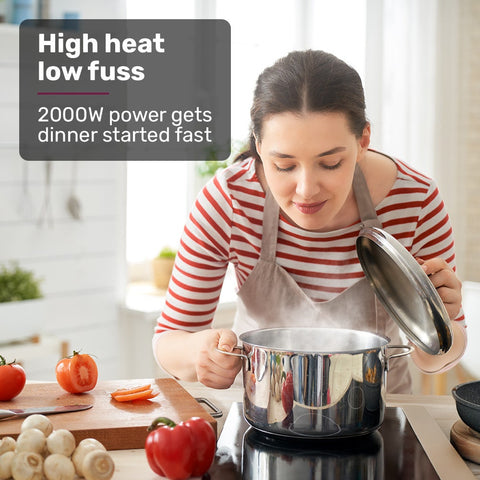 EUROCHEF Induction Cooktop, 2000W, 9 Heat Levels, Fast Electric Portable Cooker, Touch Controls with Slider