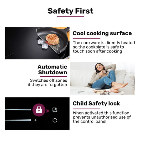 EuroChef 60cm 4 Zone Induction Cooktop, 7200W Electric, Dual Link Bridged Zone Hobs, Touch Controls