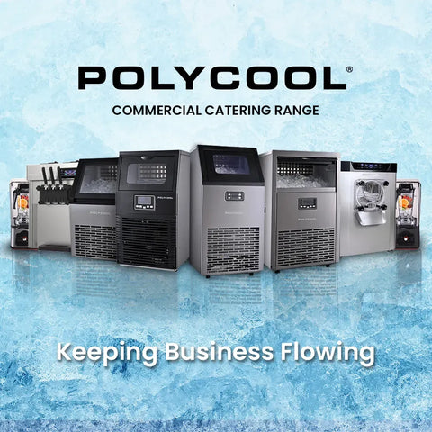 POLYCOOL Commercial 4L Benchtop Hard Ice Cream and Gelato Machine, 16L/hr output, 1400W, Stainless Steel, Digital Control Panel