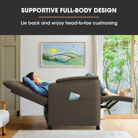 FORTIA Electric Armchair Recliner, Single Fabric Chair, Biege