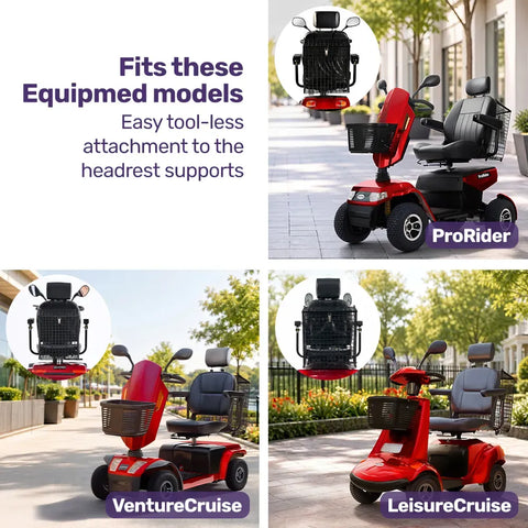 EQUIPMED Mobility Scooter Basket for VentureCruise, LeisureCruise & ProRider, Simple Tool-less attachment