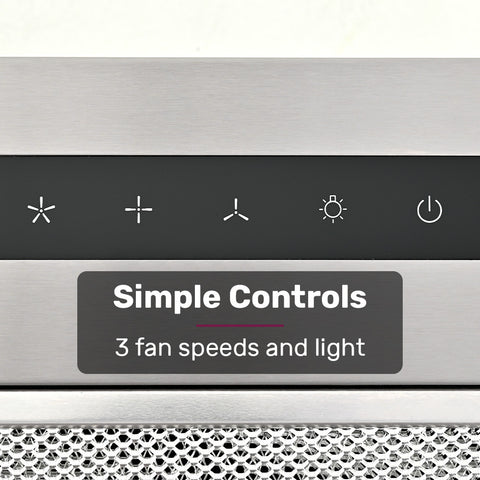 EUROCHEF 60cm Undermount Rangehood Silver, Quiet 3-Speed, 3-Layer Dishwashable Filter, LED Lights EUR60N