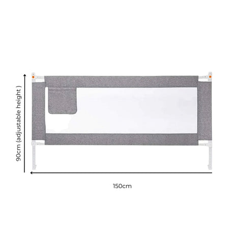 GOMINIMO 90CM Height Adjustable Folding Kids Safety Bed Rail (150X90CM Single Side 1 PCS, Grey) GO-SBR-102-JL