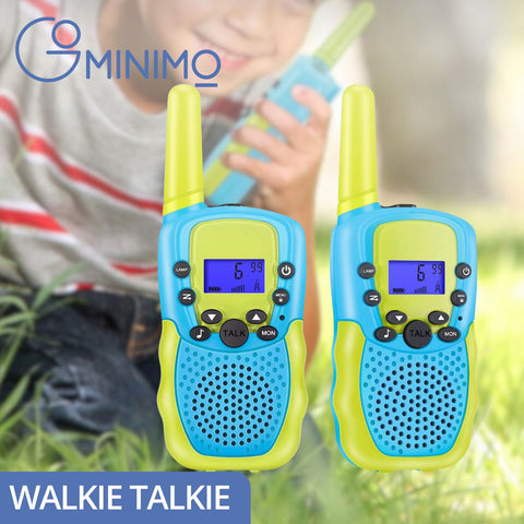 GOMINIMO 2 Pack Walkie Talkies for Kids with 40 Channels & LED Flashlight & LCD Screen (Blue and Green)