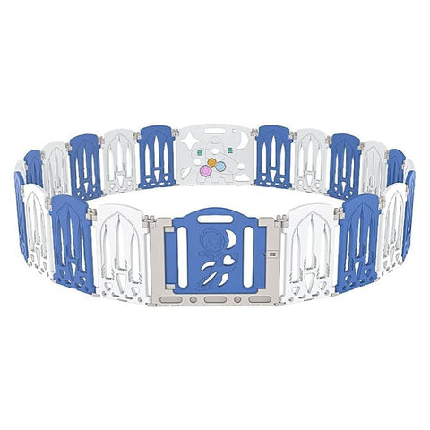 GOMINIMO Foldable Baby Playpen with 22 Panels (White Blue) GO-BP-103-TF