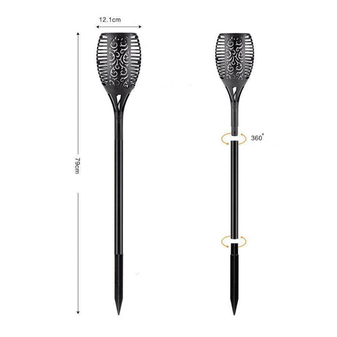 96 LED Bulbs Torch Solar Garden Outdoor Flame Dancing Flickering Light Auto Lamp
