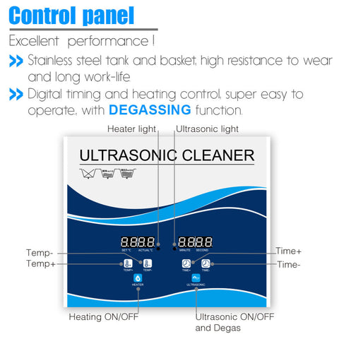 6.5L Digital Ultrasonic Cleaner Jewelry Ultra Sonic Bath Degas Parts Cleaning