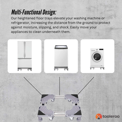 Adjustable Appliance Base Stand - Lock Wheel Trolley For Washing Machine Fridge