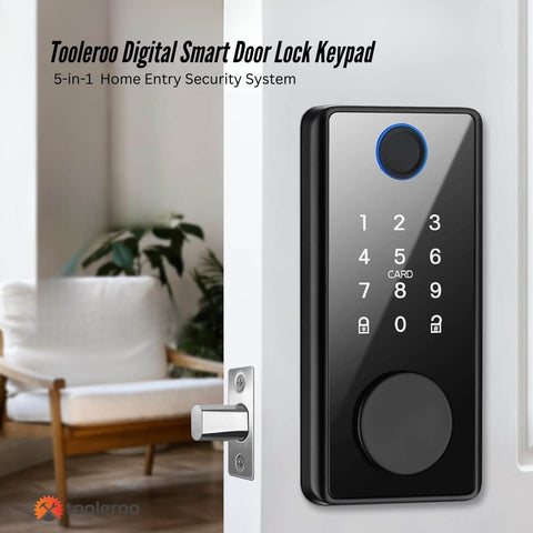 Tooleroo Digital Smart Door Lock Keypad - 5-in-1  Home Entry Security System